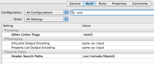 XML build settings